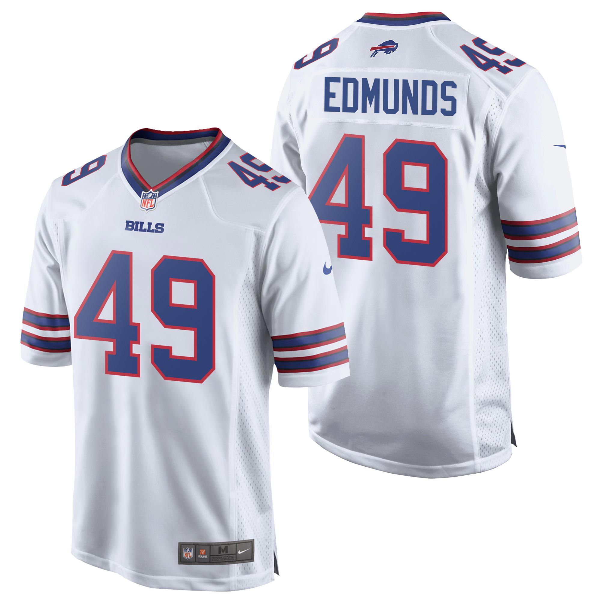 Men Buffalo Bills #49 Tremaine Edmunds Nike White Game NFL Jersey